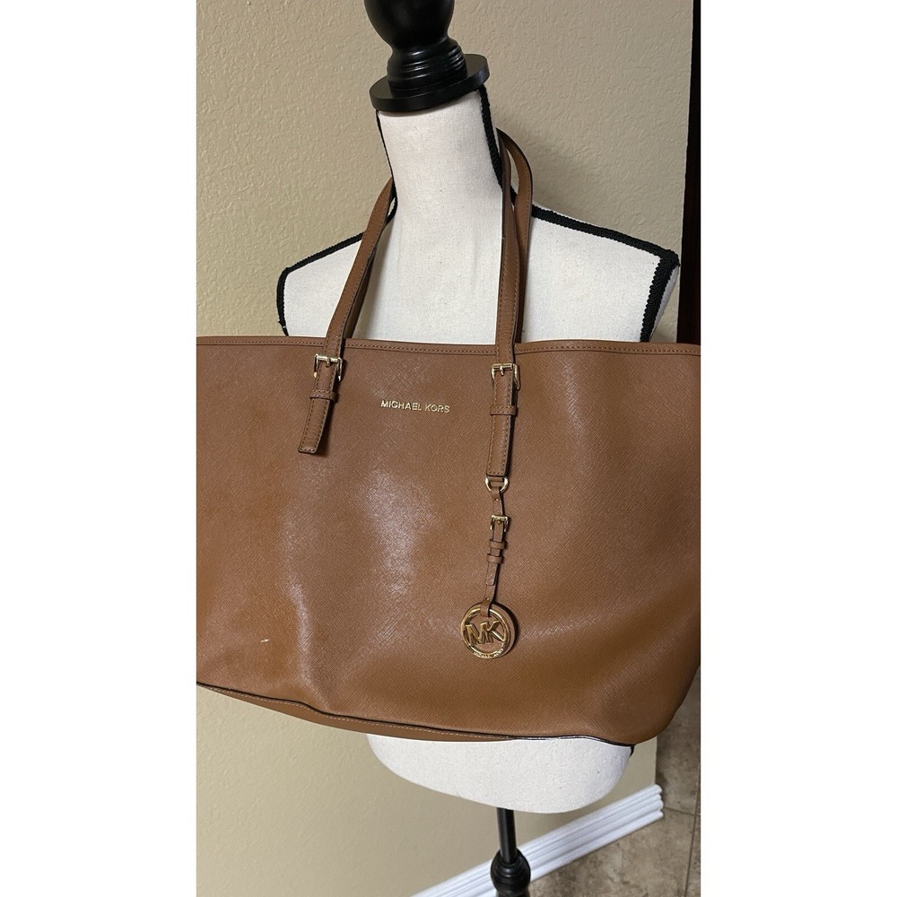 Michael Kors Jet Set Travel Large Luggage Brown Saffiano Leather‎ Tote Bag